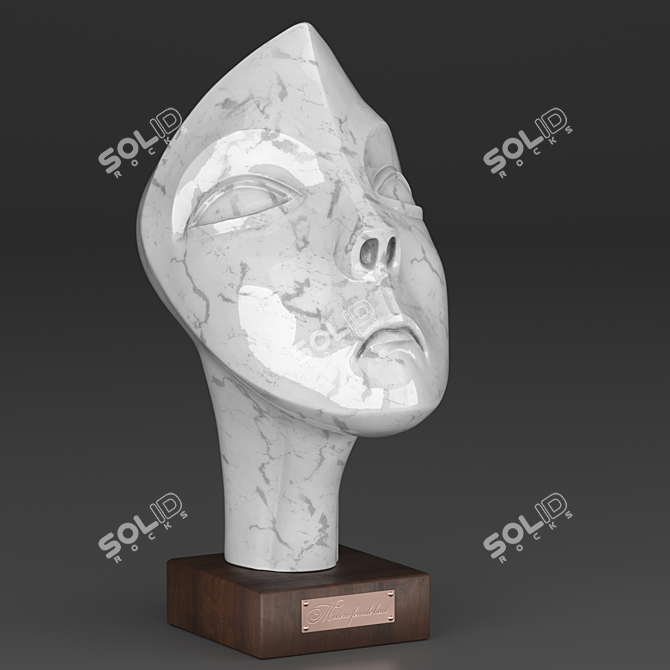 Modern Marble Female Head Figurine 3D model image 1