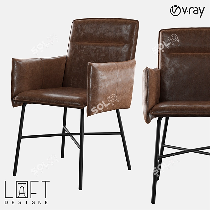 Metal and Eco-Leather Chair: LoftDesigne 2784 Model 3D model image 1
