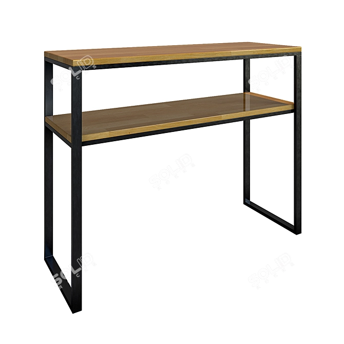 Hiba Console: Oak and Steel with Two Shelves 3D model image 2