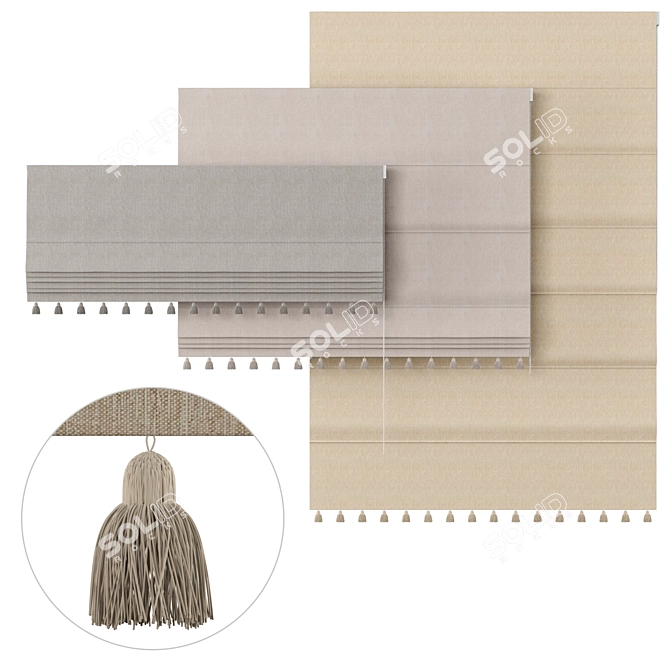 Harrow Roman Curtains with Tassel Edge 3D model image 1