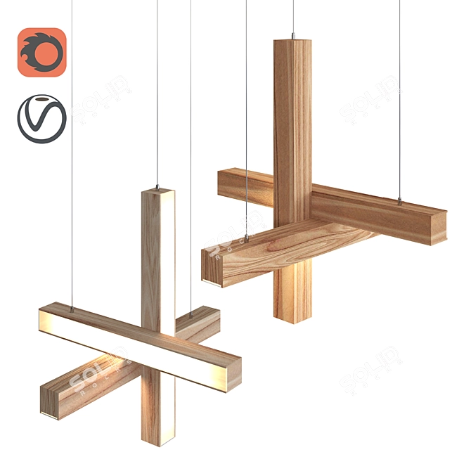 Modern LED Pendant Lamp "Cross 3D model image 5