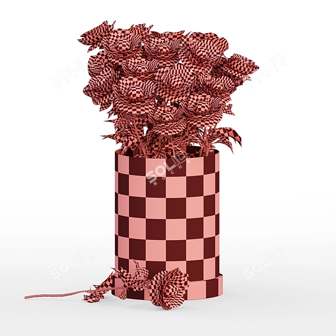 Elegant Red Rose Vase 3D model image 5