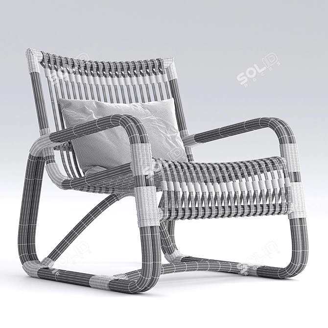 Rattan Chair, Black with Bindings 3D model image 4