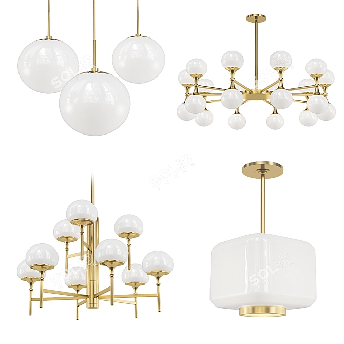 Modern Brass Chandelier Collection 3D model image 1