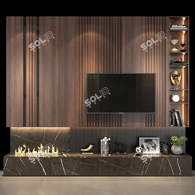 Modern TV Wall Set 58 3D model image 1