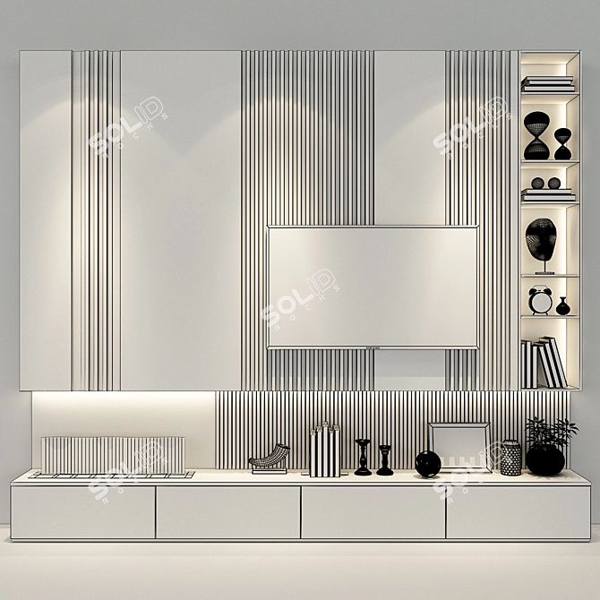 Modern TV Wall Set 58 3D model image 3