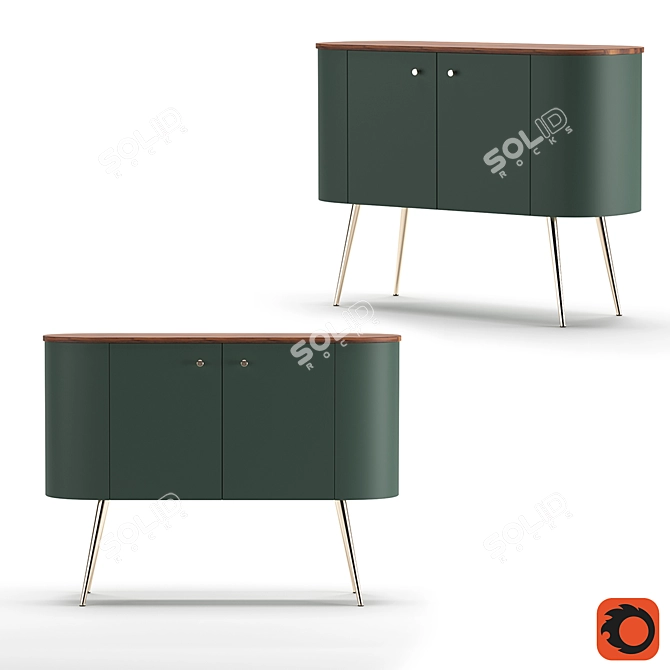 Retro-inspired Vintage Bar Buffet 3D model image 1