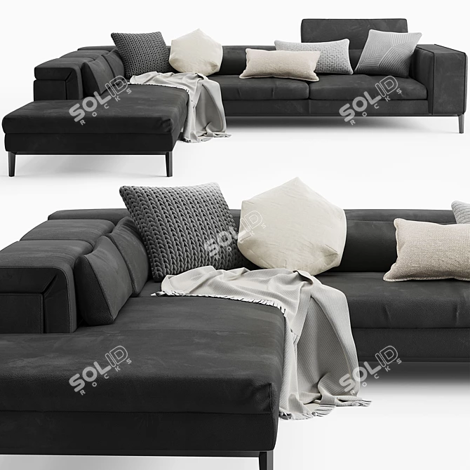 Luxury Italian Leather Sofa 3D model image 1