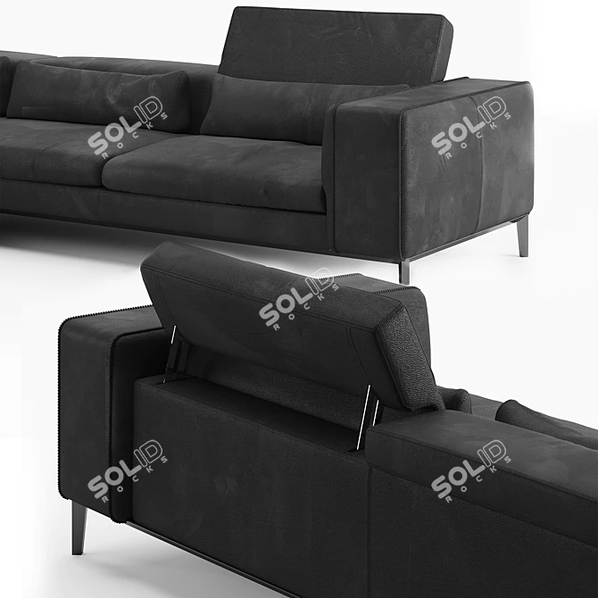 Luxury Italian Leather Sofa 3D model image 4