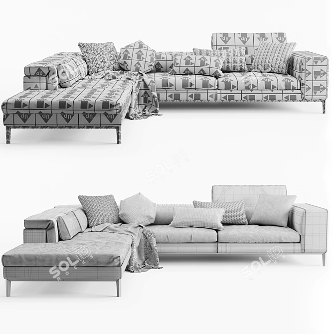 Luxury Italian Leather Sofa 3D model image 5