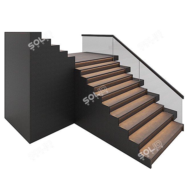 Modern Illuminated Staircase 3D model image 3