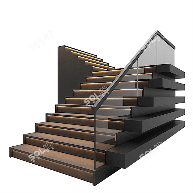 Modern Illuminated Staircase 3D model image 5