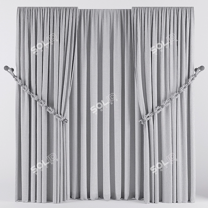 Rope-Decorated Curtain Panel 3D model image 3