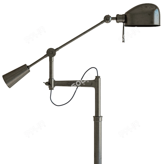 Vintage-inspired Boom Arm Floor Lamp 3D model image 2