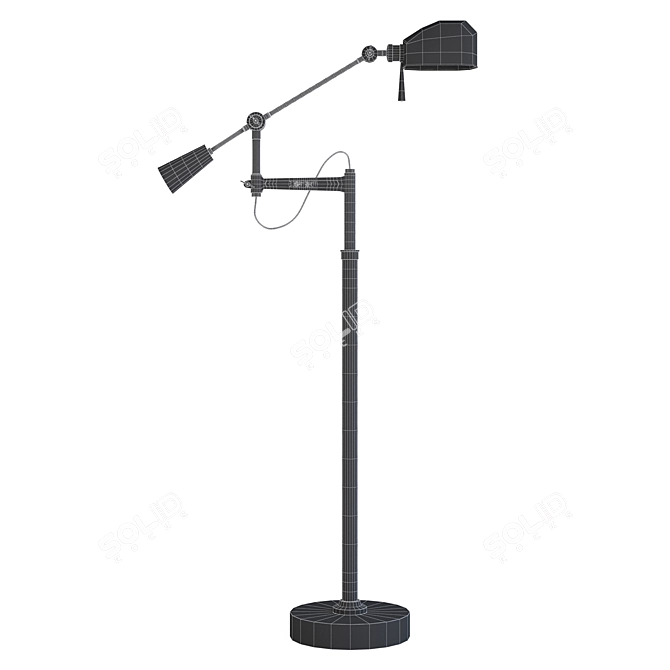 Vintage-inspired Boom Arm Floor Lamp 3D model image 3