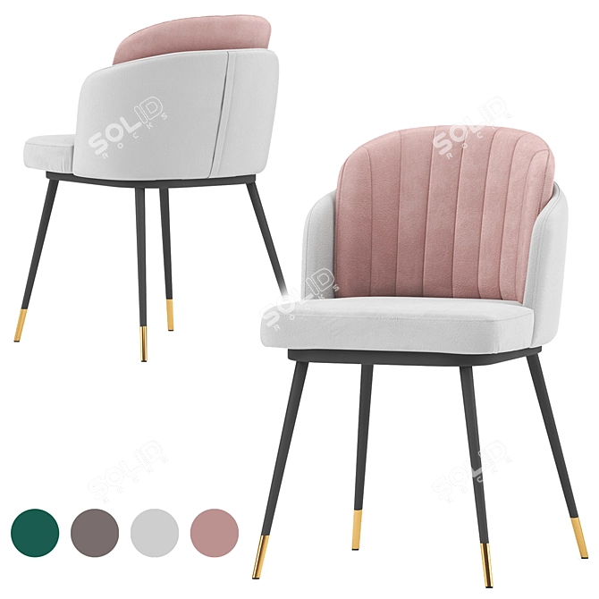 Velvet Two-Tone Penelope Chair 3D model image 1