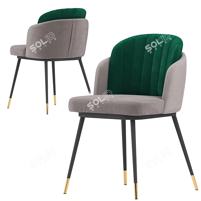 Velvet Two-Tone Penelope Chair 3D model image 2