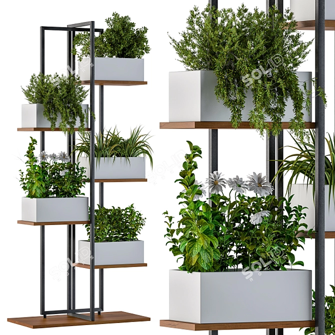 Modern White Box Plant Stand 3D model image 1