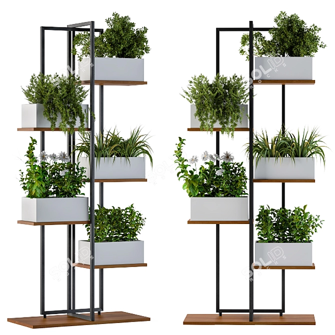 Modern White Box Plant Stand 3D model image 2