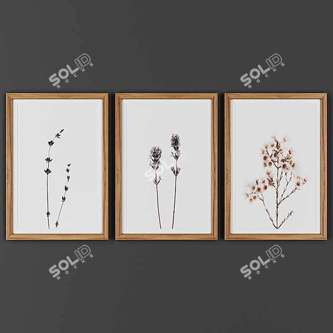 Wooden Frame Picture Set 3D model image 1