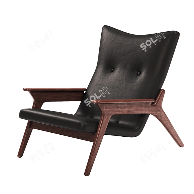 Sleek Black Leather Lounge Chair by Adrian Pearsall 3D model image 1