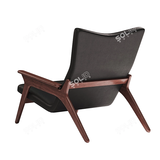 Sleek Black Leather Lounge Chair by Adrian Pearsall 3D model image 2