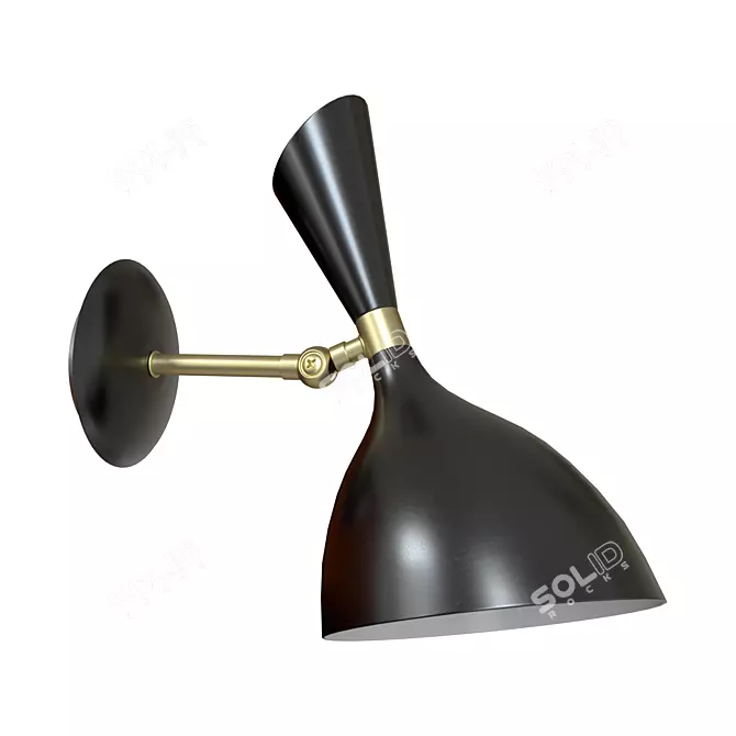 Modern Black Metal Wall Lamp 3D model image 1