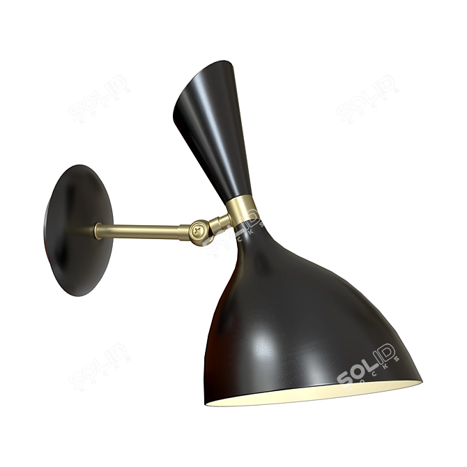 Modern Black Metal Wall Lamp 3D model image 2