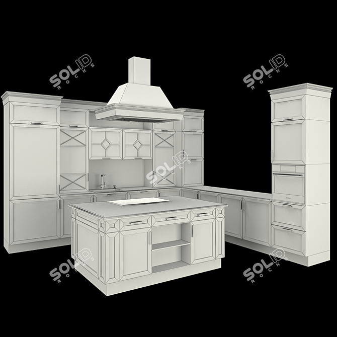 Modern Kitchen 3D Model 3D model image 2