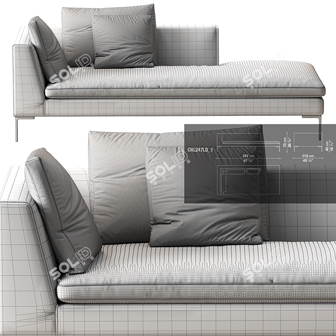 Spacious Charles Sofa Set 3D model image 4