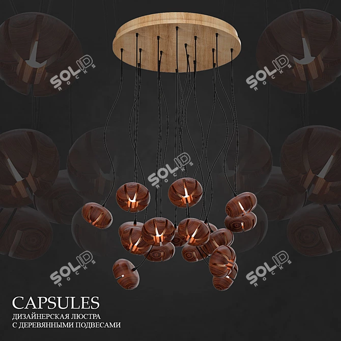 Modern Wood Pendant Light 3D model image 1