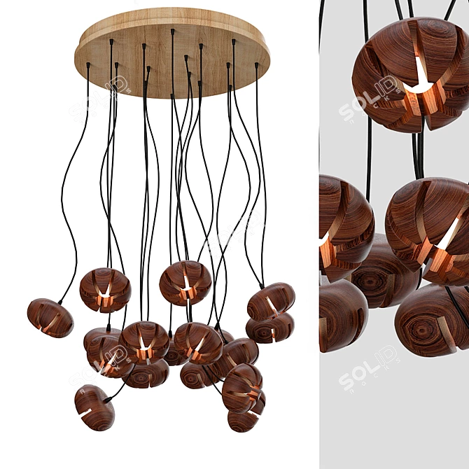 Modern Wood Pendant Light 3D model image 2