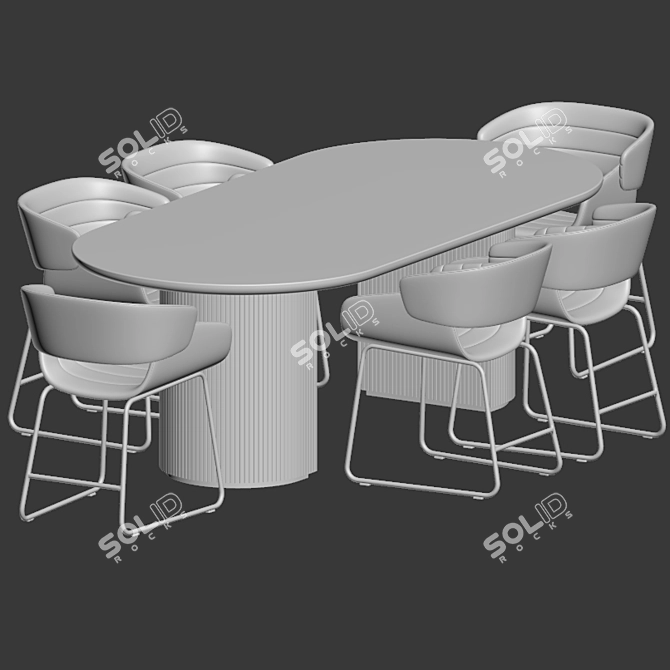 Modern Dining Set: Racer Chair + Moon Table 3D model image 3