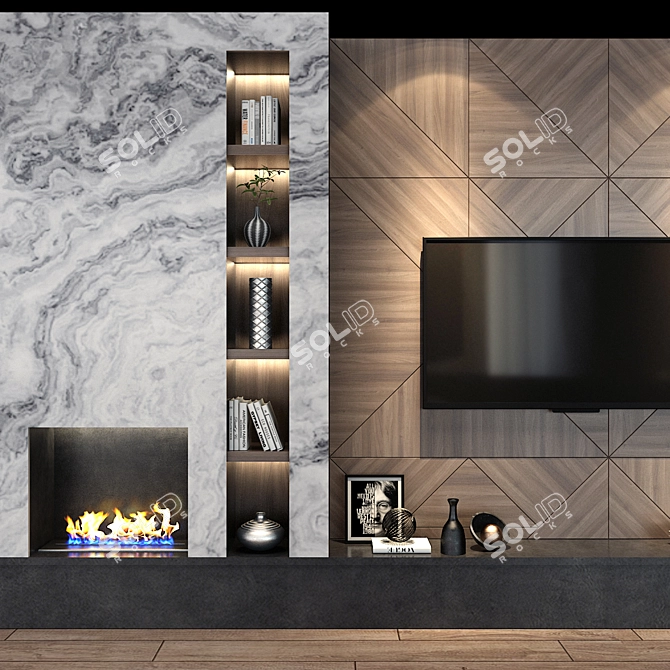 Modern TV Shelf 0133: Stylish Storage Solution 3D model image 2