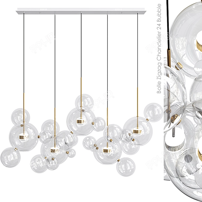 Bolle Zigzag 24 Bubble Chandelier 3D model image 5