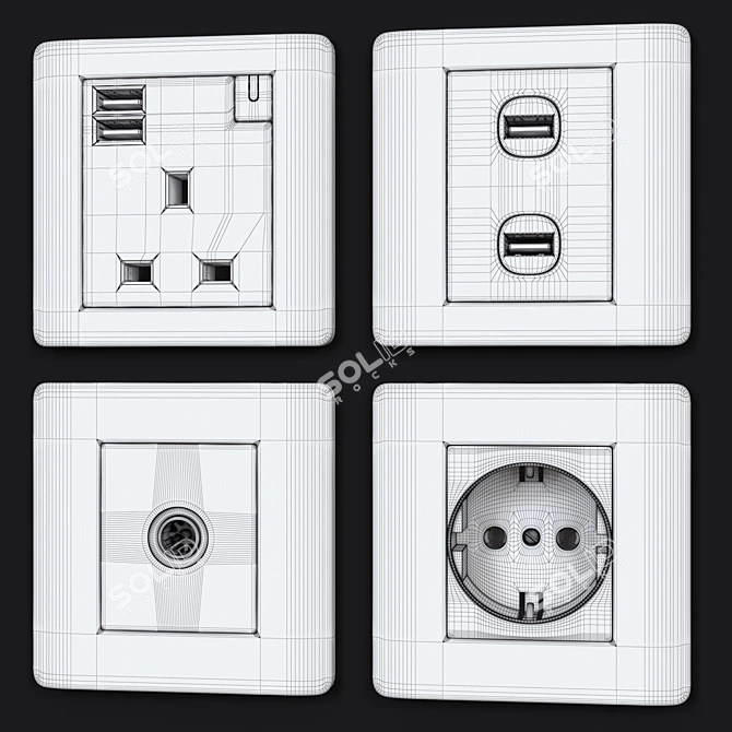 Schneider Zencelo Silverbronze Switches & Sockets 3D model image 3