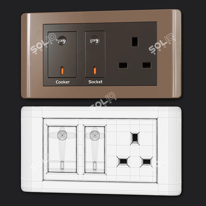 Schneider Zencelo Silverbronze Switches & Sockets 3D model image 4