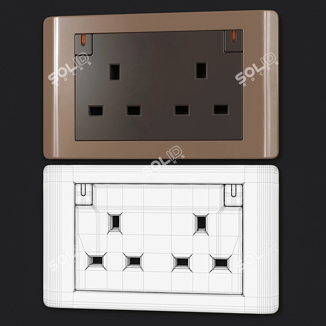 Schneider Zencelo Silverbronze Switches & Sockets 3D model image 5