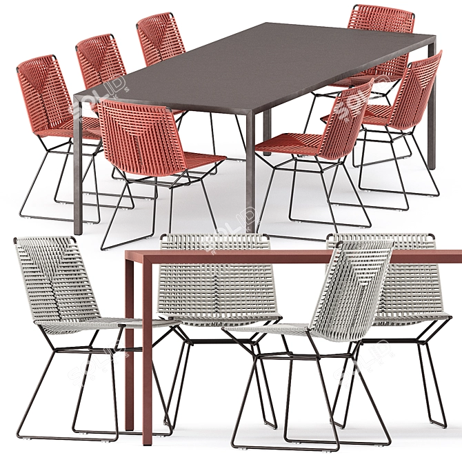 Sleek Outdoor Style: Tense Table & Neil Twist Chair 3D model image 1