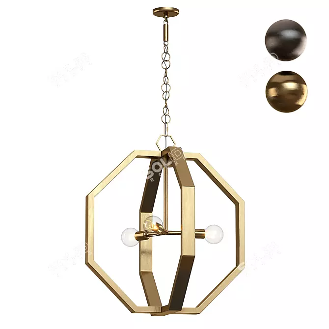 Elegant Copper Chandelier by Crate & Barrel 3D model image 1