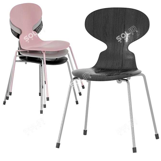 Sleek Monochrome Ant Chair 3D model image 1