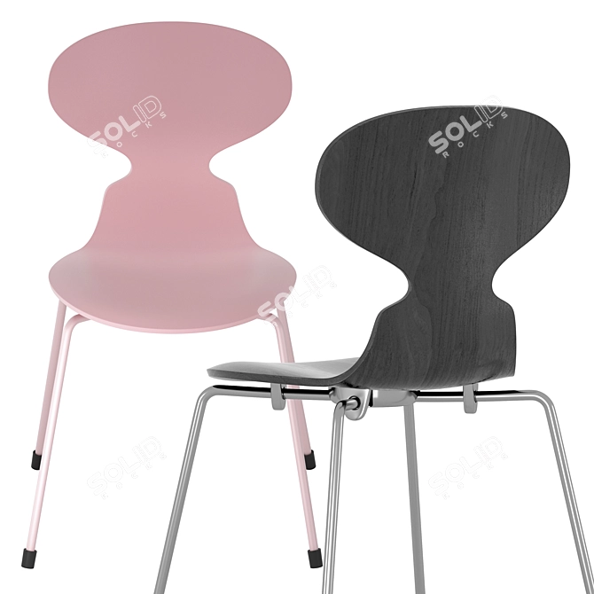 Sleek Monochrome Ant Chair 3D model image 2
