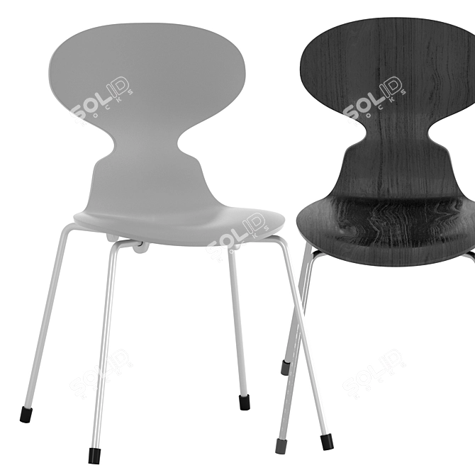 Sleek Monochrome Ant Chair 3D model image 3