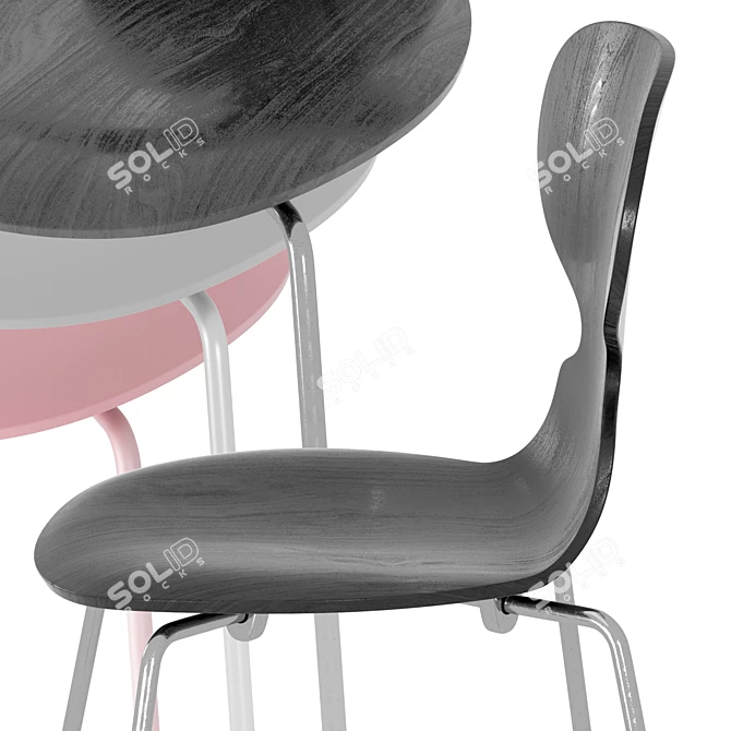 Sleek Monochrome Ant Chair 3D model image 4