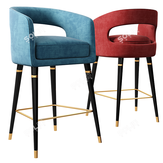 Stylish Ellen Bar Chair 3D model image 1