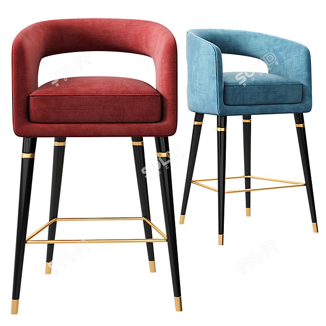 Stylish Ellen Bar Chair 3D model image 2