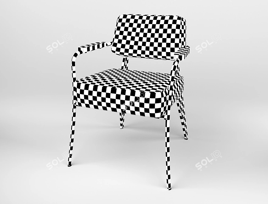 Modern Leather Armchair with Metal Legs 3D model image 3