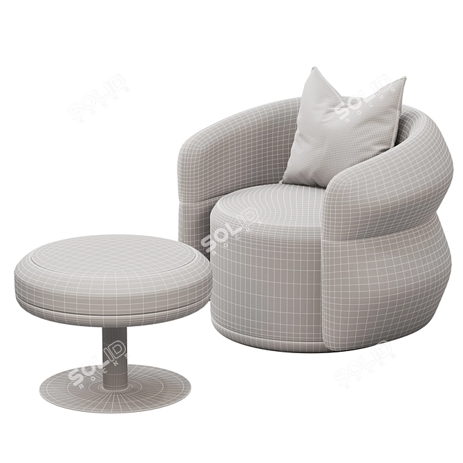 Taylor LLorente Contour Lux: Modern Metal Armchair & Pouf 3D model image 4