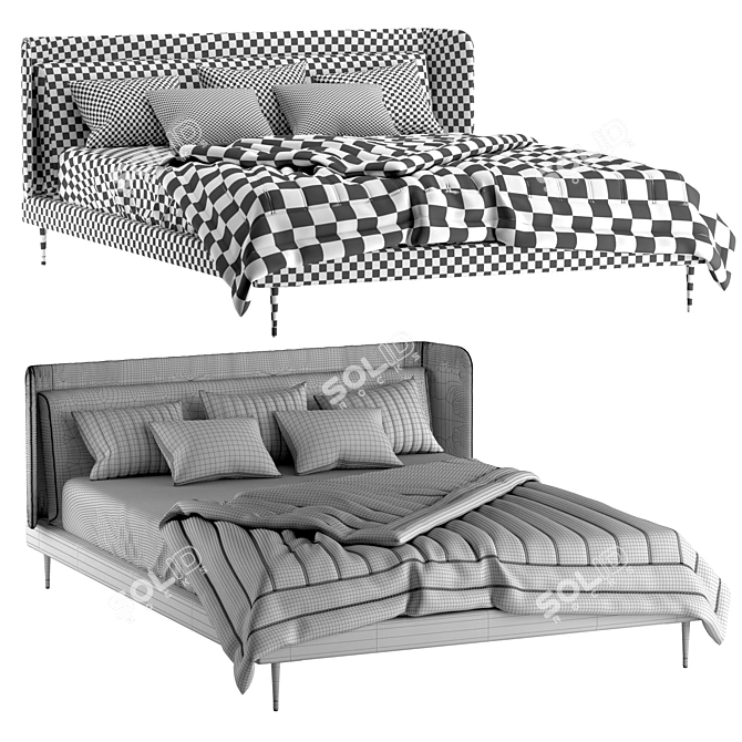 Minimalist Boconcept Austin Bed 3D model image 5