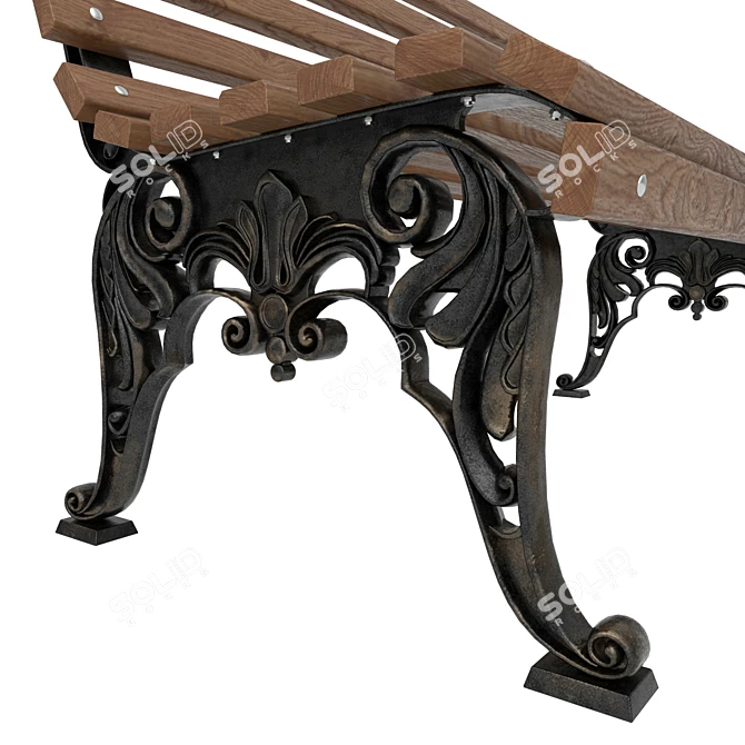 Classic City Bench in White 3D model image 2